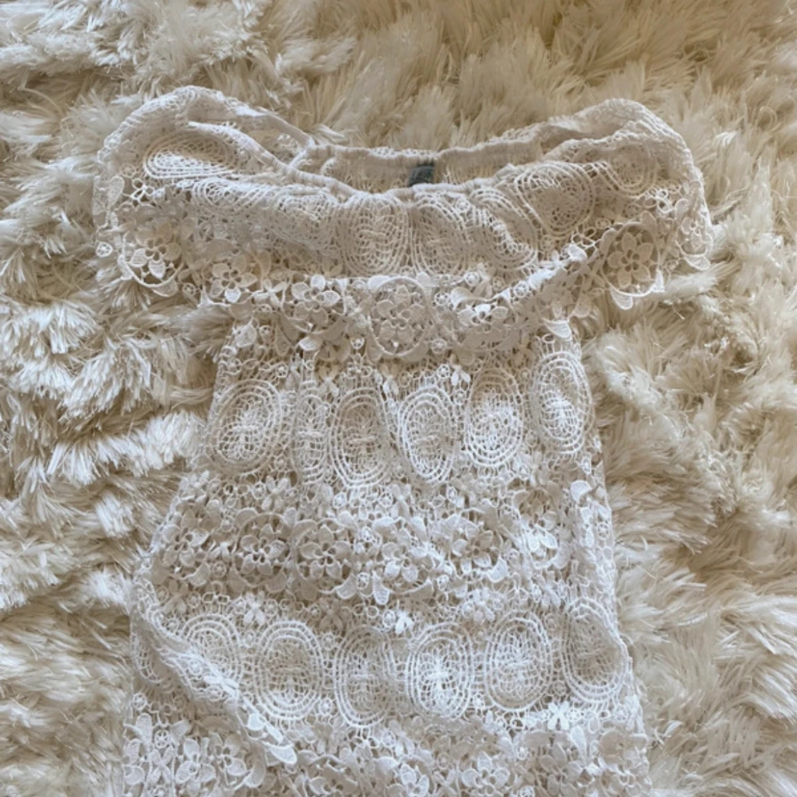 Vit somrig off shoulder spets topp/blus - 91