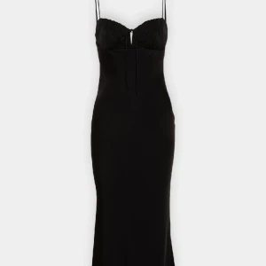 Gathered bust stap black dress  - Ny svart slim fit maxiklänning 