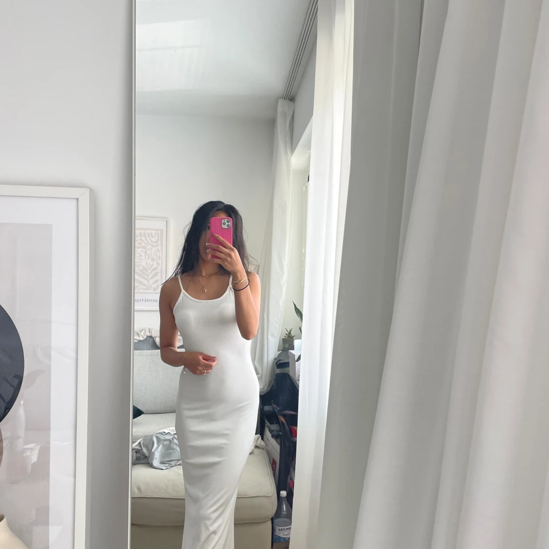 Vit ribbad klänning  - 91