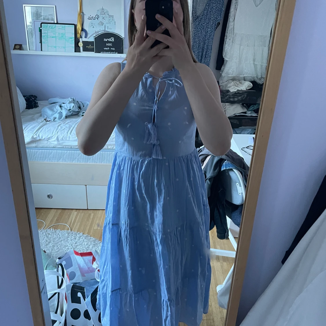 Blå/vit klänning - 91