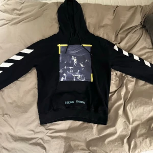 Off-White Caravaggio Hoodie - Säljer en Off-White Hoodie i storlek medium. Oversized fit. Snörena saknar sina metallbitar, i övrigt är den i fint skick. Kvitto från farfetch medföljer.  Nypris: 5000:-