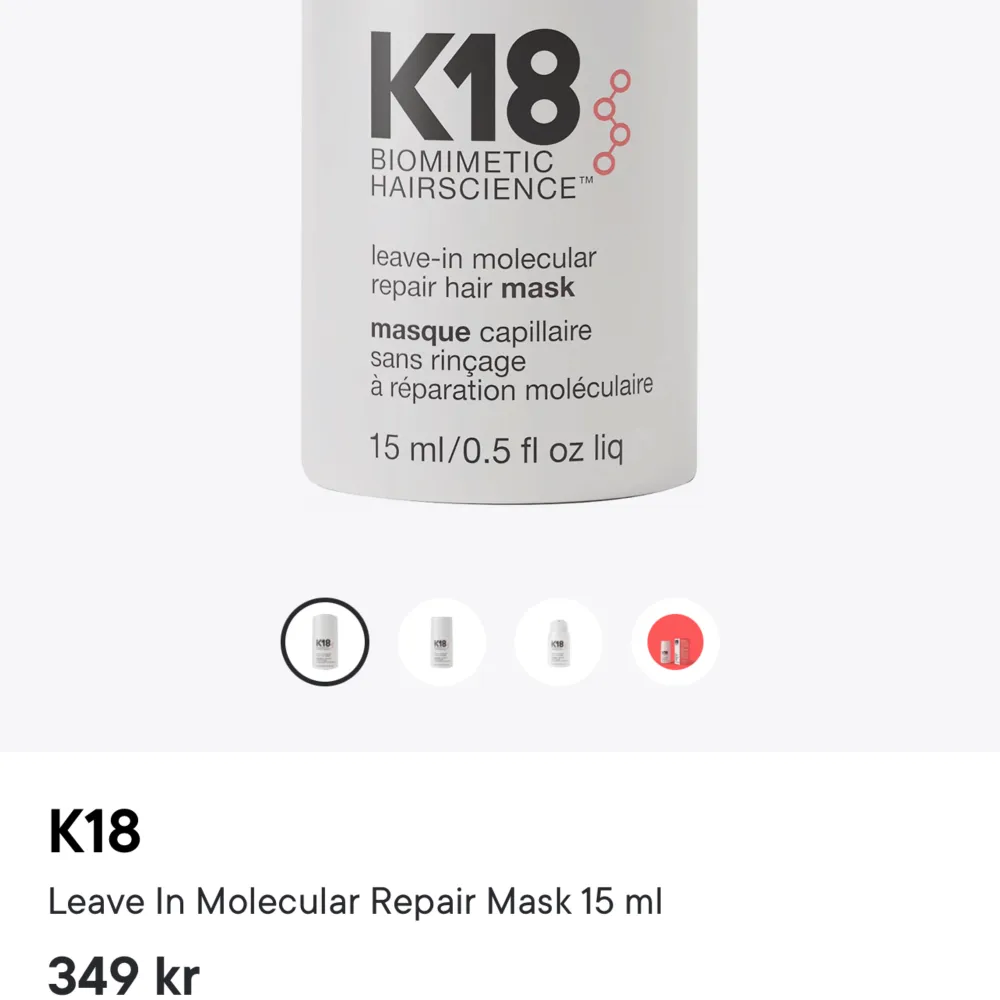 K18 15ml. Köpt på lyko för 349kr. Helt oanvänd och obruten förpackning. Säljer då jag råkade köpa 2 av den. Är jätte nöjd med denna produkt rekomenderar starkt! . Övrigt.