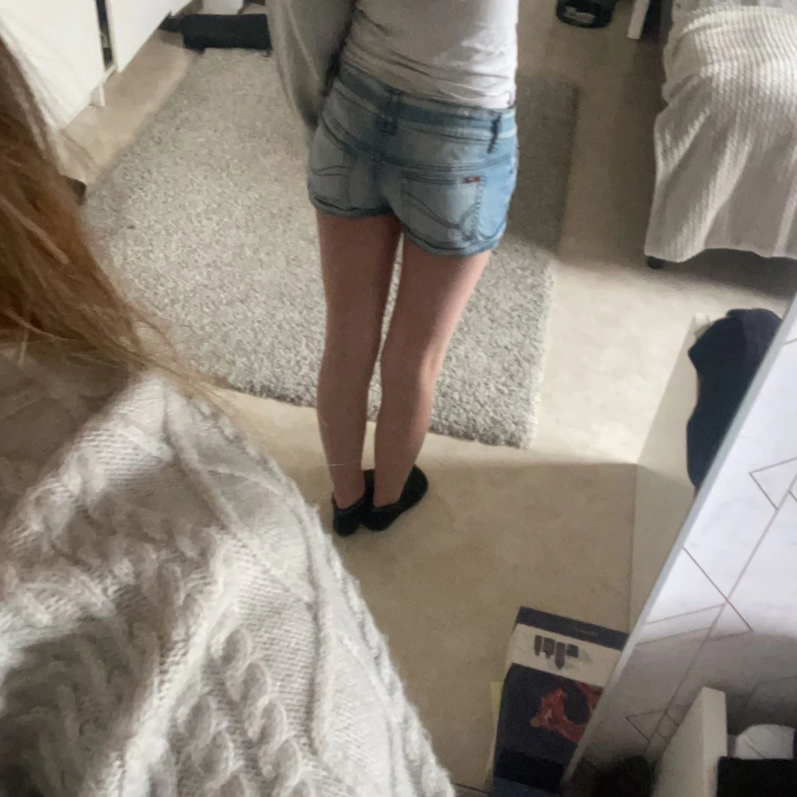 Lågmidjade jeansshorts  - 90