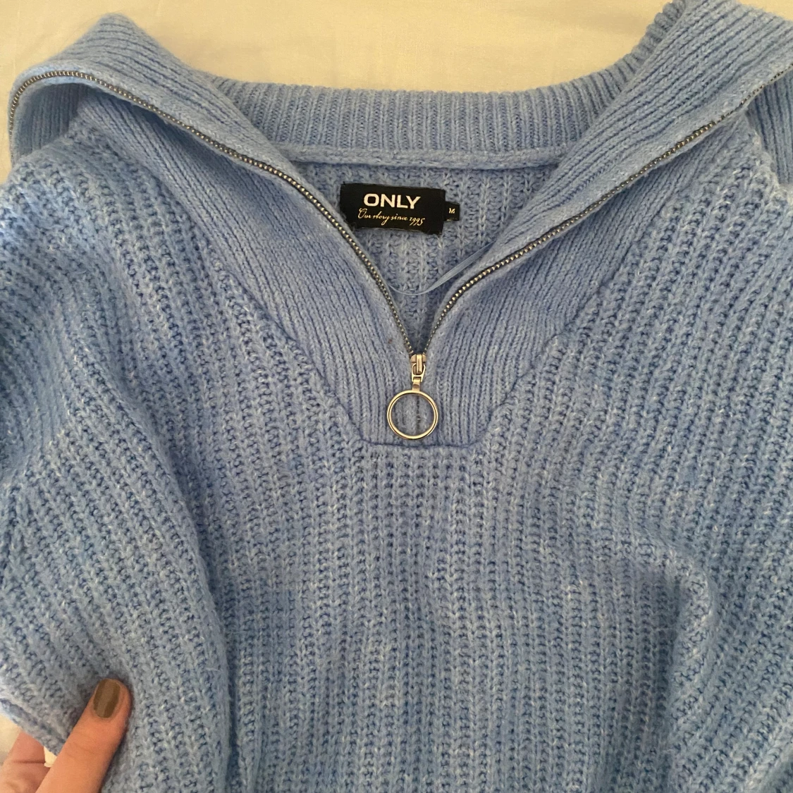 Blå zipup-tröja - 90