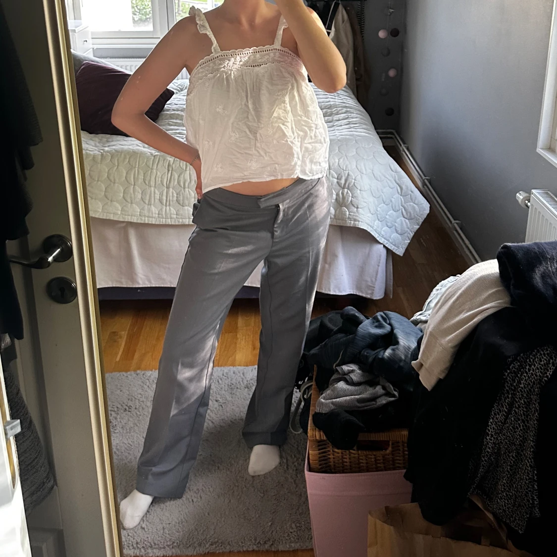 Vit mango broderad topp - 92