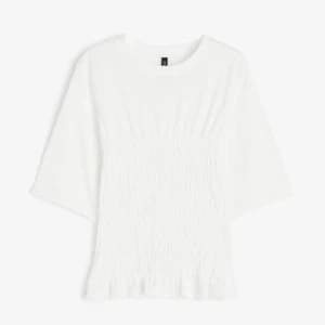 Hm smockad T-shirt  - Vit smockad populär T-shirt från hm