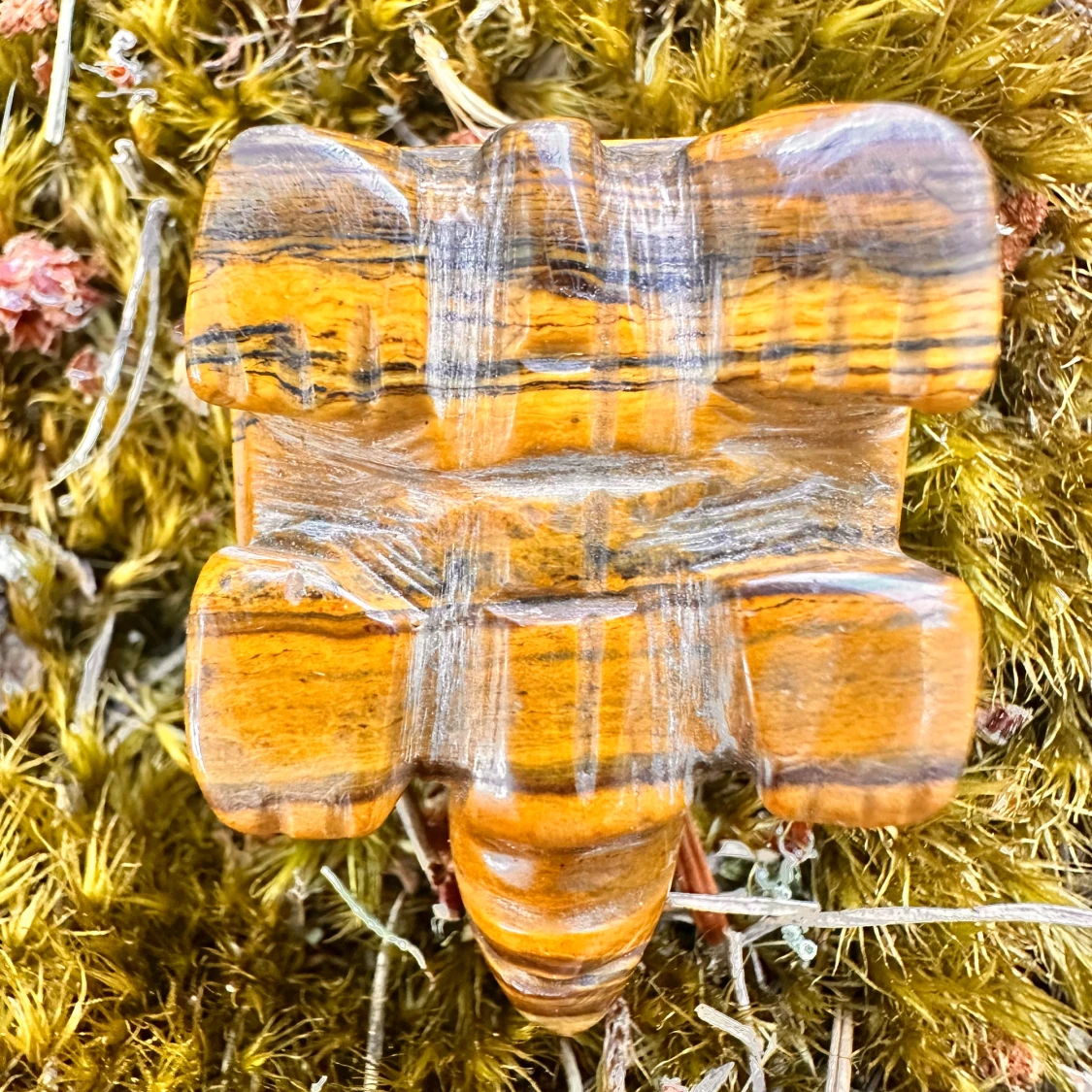 Handgjord naturell tigerögat mineral sköldpadda  - 93