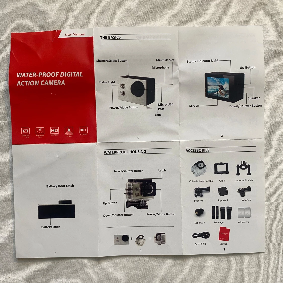 Sports Cam Full HD 1080p/720p - med tillbehör  - 92