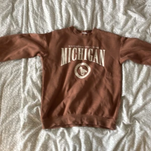 Brun tjock tröja med en vit häst och vit text  - En brun tjock tröja med vit text och häst. Har använt 15-20 gånger 