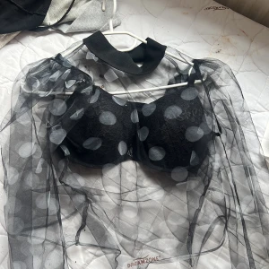 Snygg tröja - Den är genomskinlig och det blir väldigt snyggt om man har bara en svart bh under och ett par kostymbyxor. Den är köpt från mango och materialet är väldigt skönt de finns ba ett litet hål på framsidan men den syns inte så mycket.storleken är xs-s.