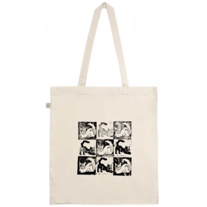 Katt tryck påse - Linoleum print gjort av mig tryckt på en naturfärgad tygkasse gjord av ekologisk bomull