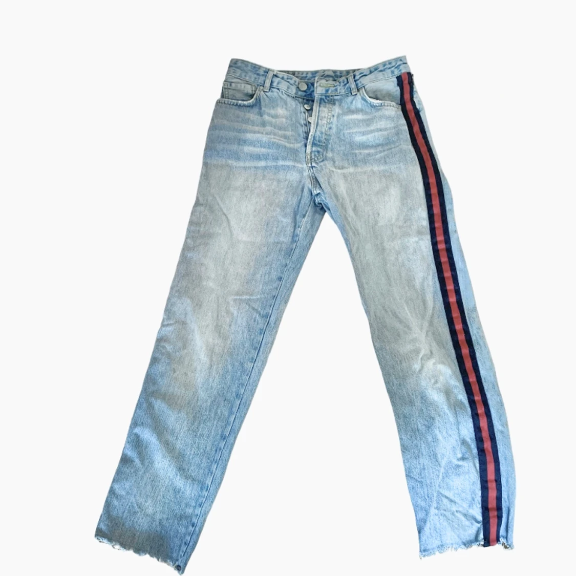 Straight leg jeans med ränder på sidan - 91