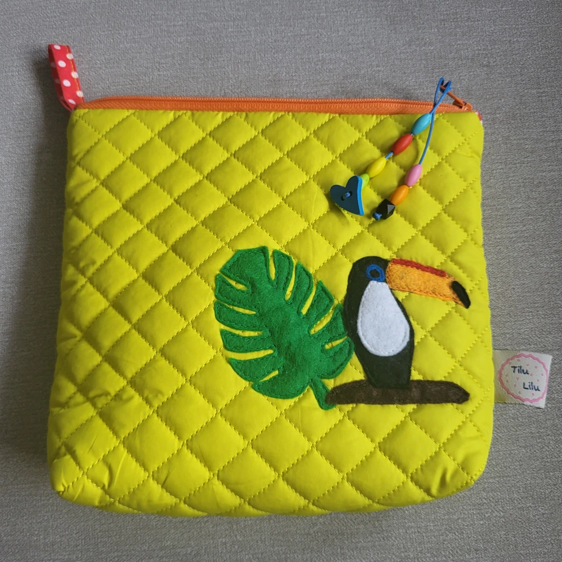 Handgjord Tilu Lilu grön tukan väska/nasessär - 90