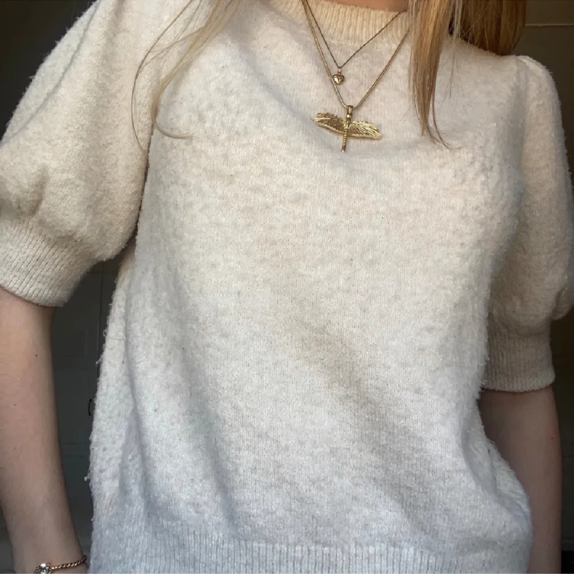 Stickad kortärmad tröja  - 91