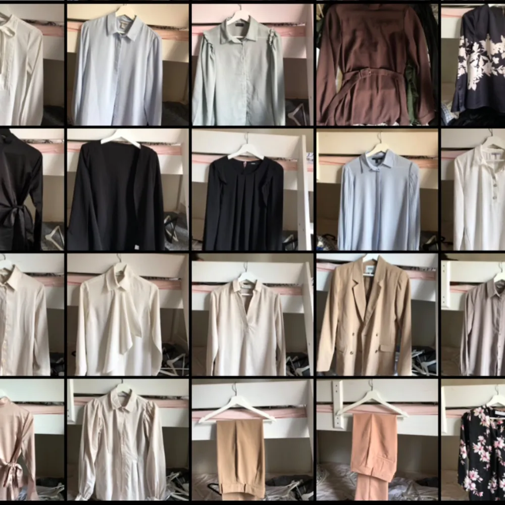 Från Zara, H&M, Carin Wester, BikBok etc.  Totalt 20 plagg, allt säljs tillsammans och pris går att diskutera 😊. Blusar.