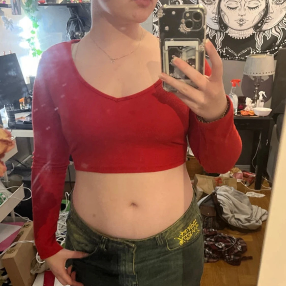 Röd backless tröja - 90