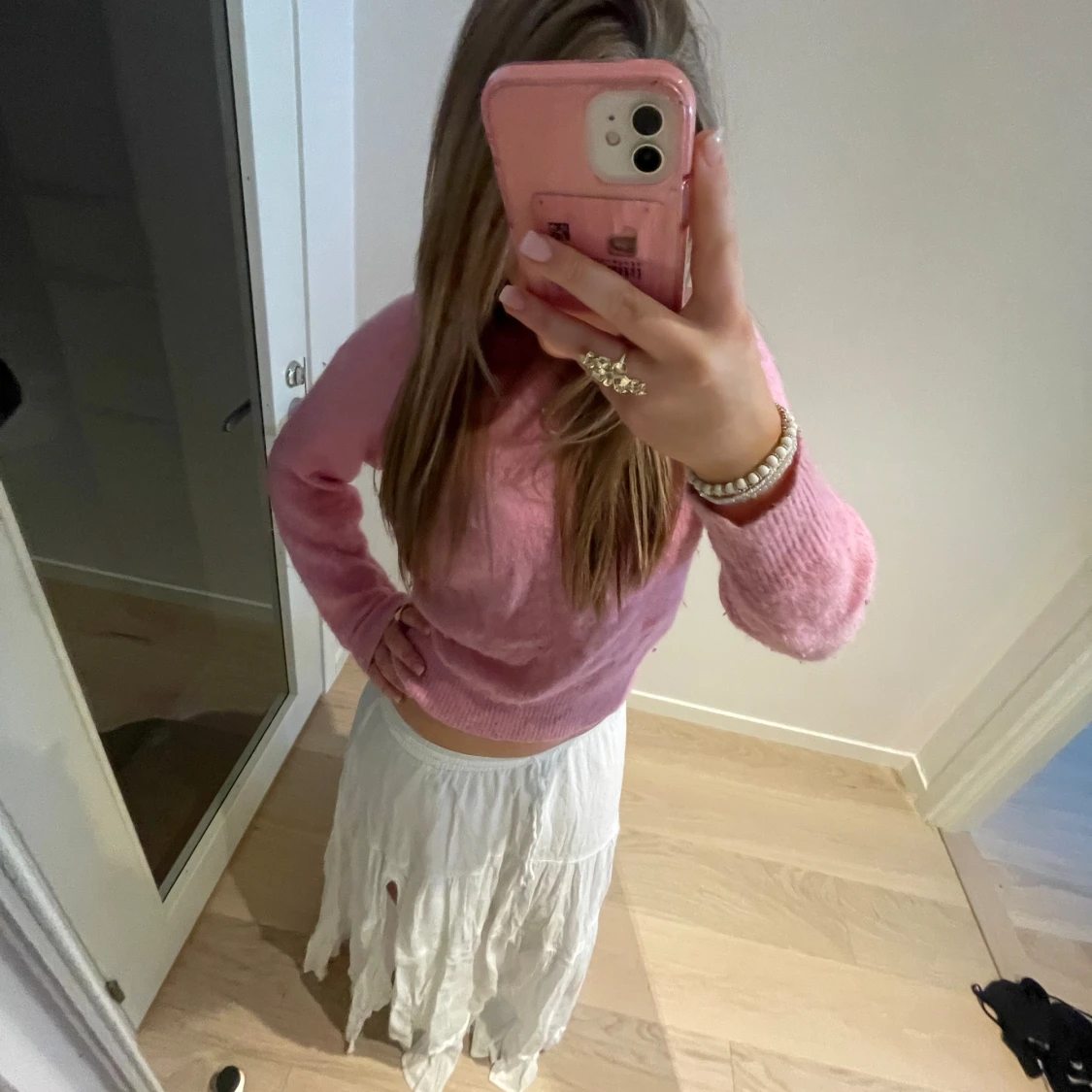 Rosa stickad tröja - 90