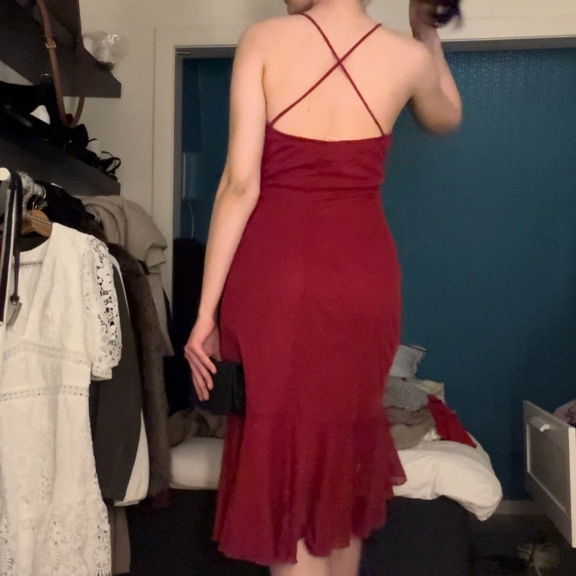 Röd glittrig klänning  - 90