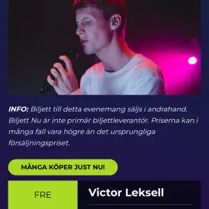 Söker två biljetter till Victor Leksell konsert i Göteborg 31 maj❤️
