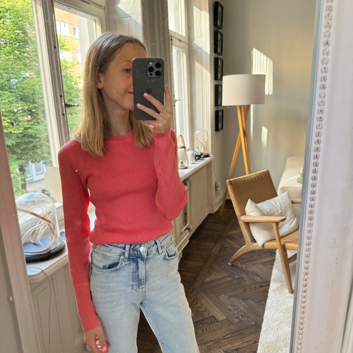 Ribbad topp i korall från primark - 90