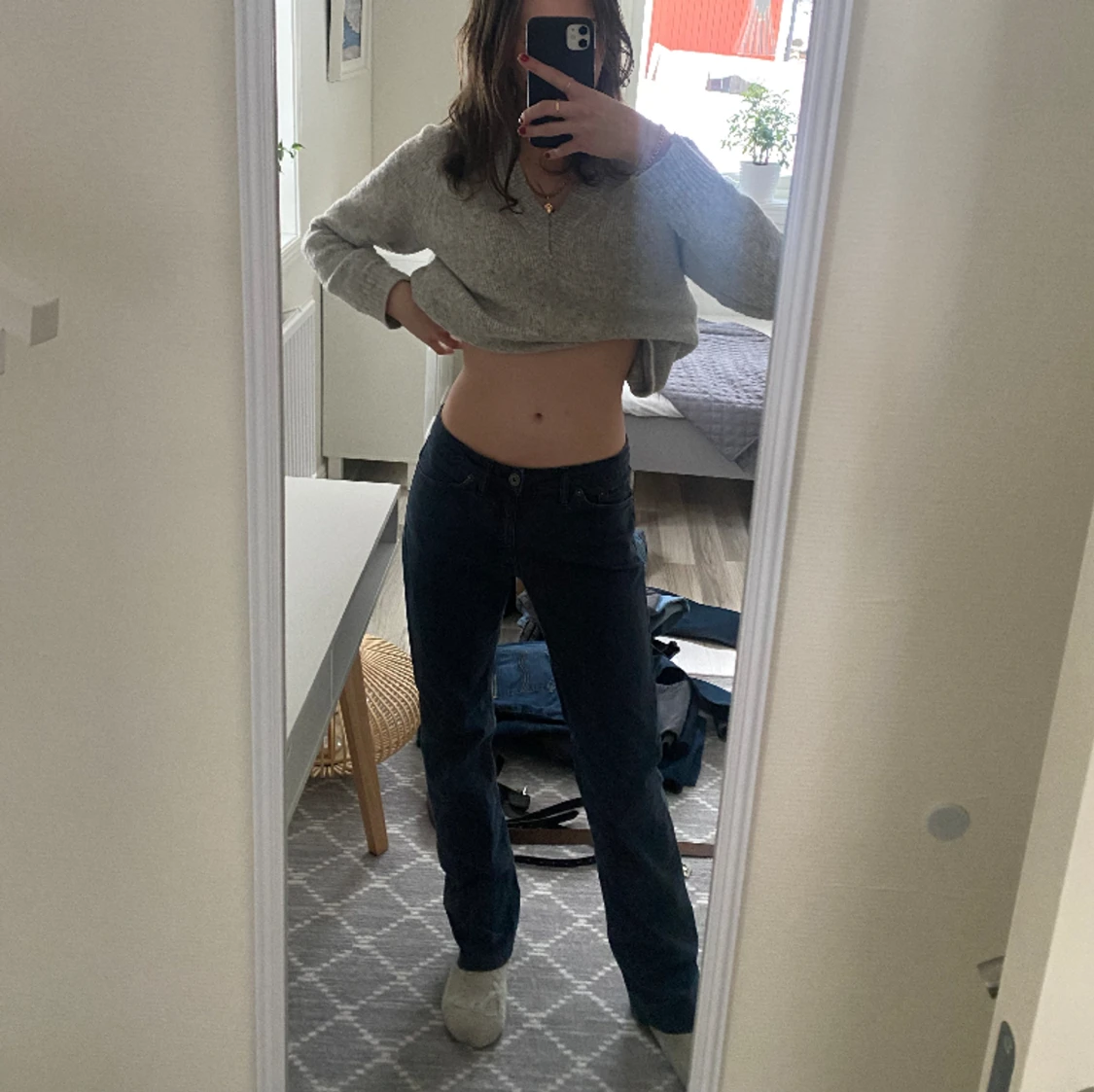 Jättefina gant jeans i en cool blå färg  - 90