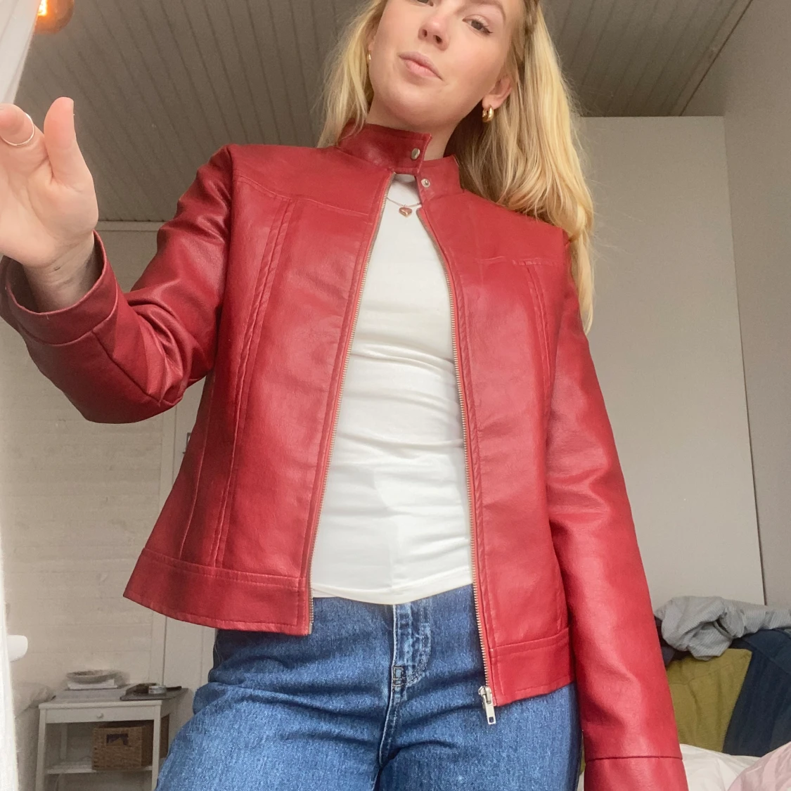 Röd skinnjacka  - 91
