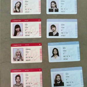 Twice Scientist ID cards - The whole is sold for 315 SEK but individually each member is 45SEK. (Price for set will change if cards sold individually) Men asså det  