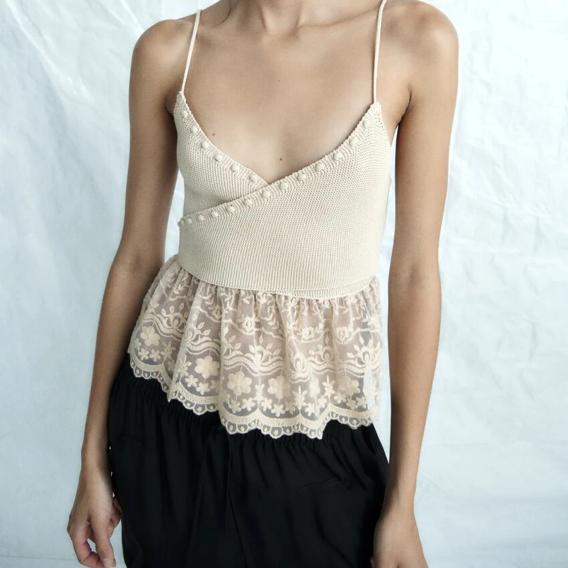 Stickad Zara topp med spets - 90