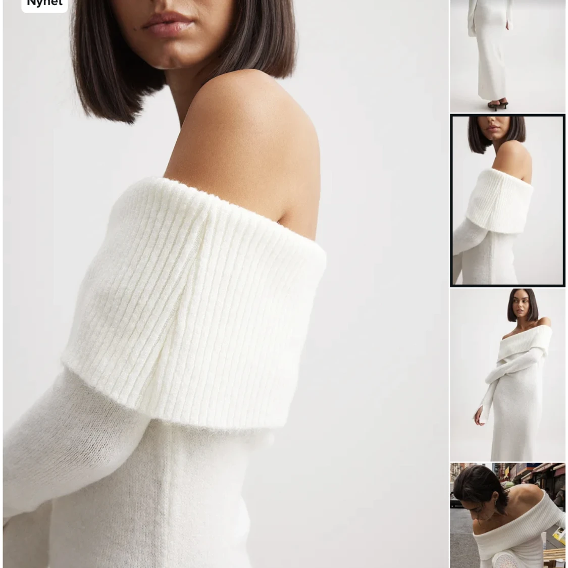 Vit off shoulderklänning - 91