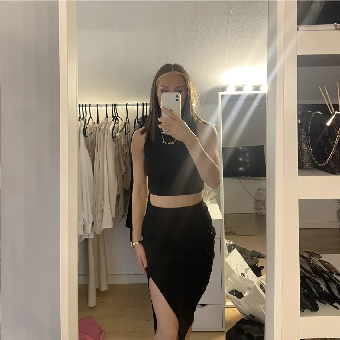 Svart ribbat set - 90