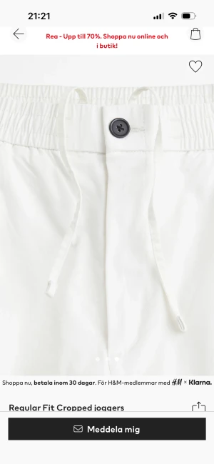 Vita byxor  - Jag säljer min vita byxor.  Dem är nästan helt nya, har använts cirka två gånger. I Storlek S.