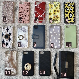 IPhone skal💕 - 14 mobilskal till IPhone 7/8/SE🌷visa skal har små repor eller andra skador, men inte så stora så att jag inte kan sälja skalen💕däremot är vissa skal som helt nya! Pris: Ser du på bild 2💸(få bättre pris vid köp av 2 skal eller mer🤭)