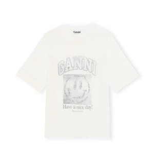Ganni T-shirt  - Säljer min jätte fina Ganni T-shirt då den ej kommer till användning för mig längre! Knappt använd och i väldigt bra skick, o struken på bilden dock! Köparen står för frakt! Storlek XXS men stor i storleken 