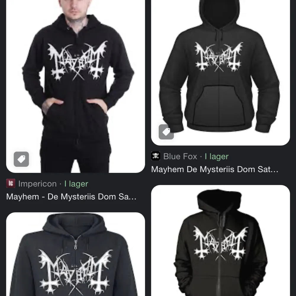 Söker en Mayhem zip up hoodie i storlekarna M, L eller XL. Hoodies.