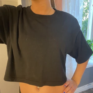 Svart t-shirt 🖤 - Svart kroppad t-shirt som är lite större i modellen. Fint skick!! 