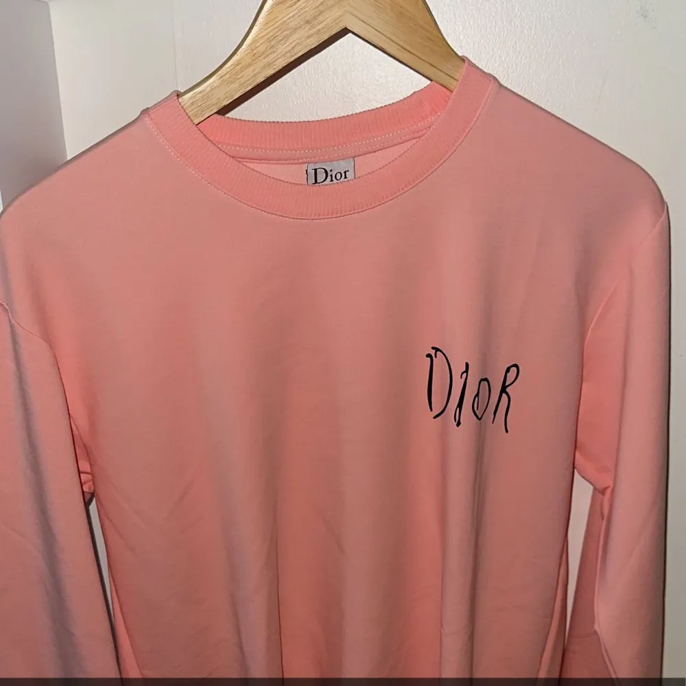 Säljer min rosa tunna dior tröja  Väldigt fin men är kopia och köpt utomlands , inte använt alls då jag inte använder den typen av kläder  Kom med bud . Hoodies.
