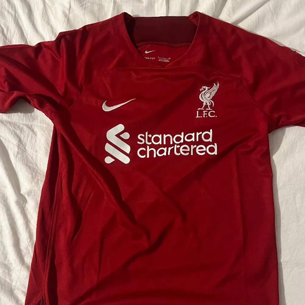 Säljer min Lfc tröja o storlek S, säljer oga att jag har vuxit ur den men den är i jättrfint skick, har hart den kanske 1 år men inga flaws alls!. T-shirts.