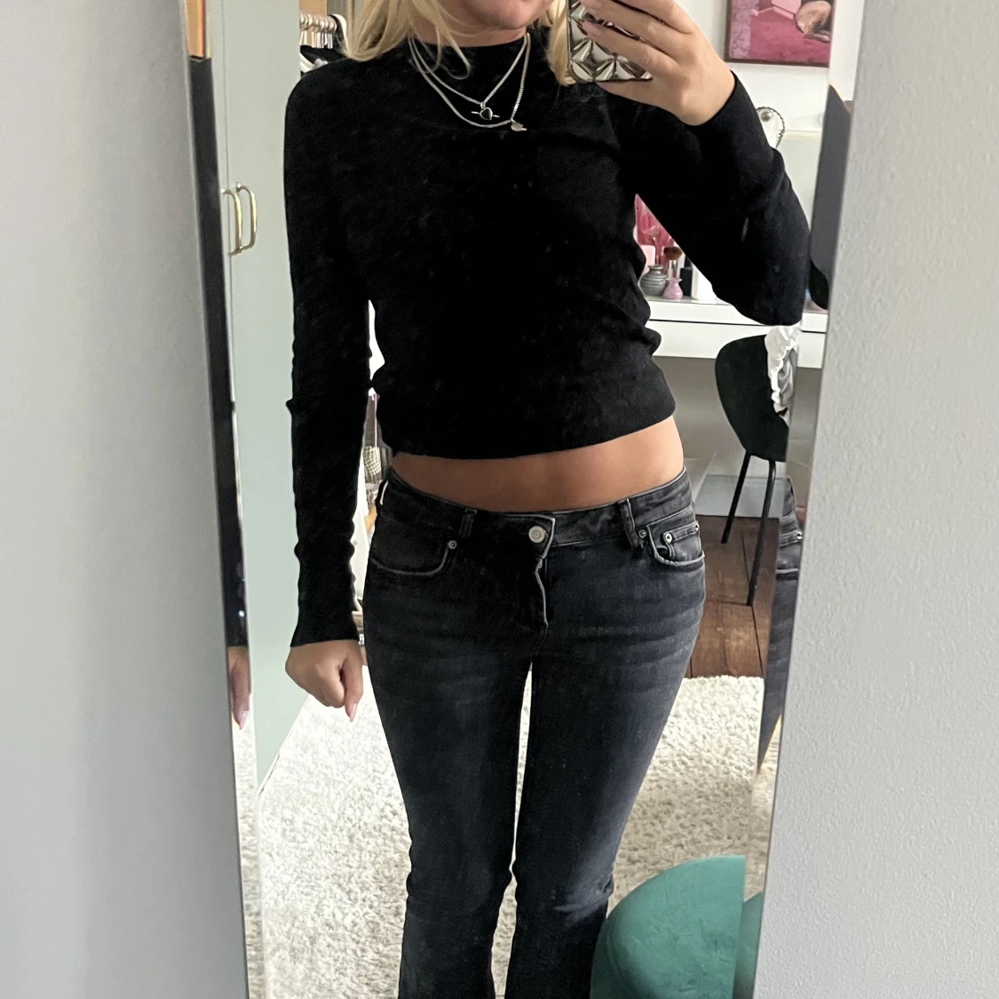 Svart stickad tröja - 90