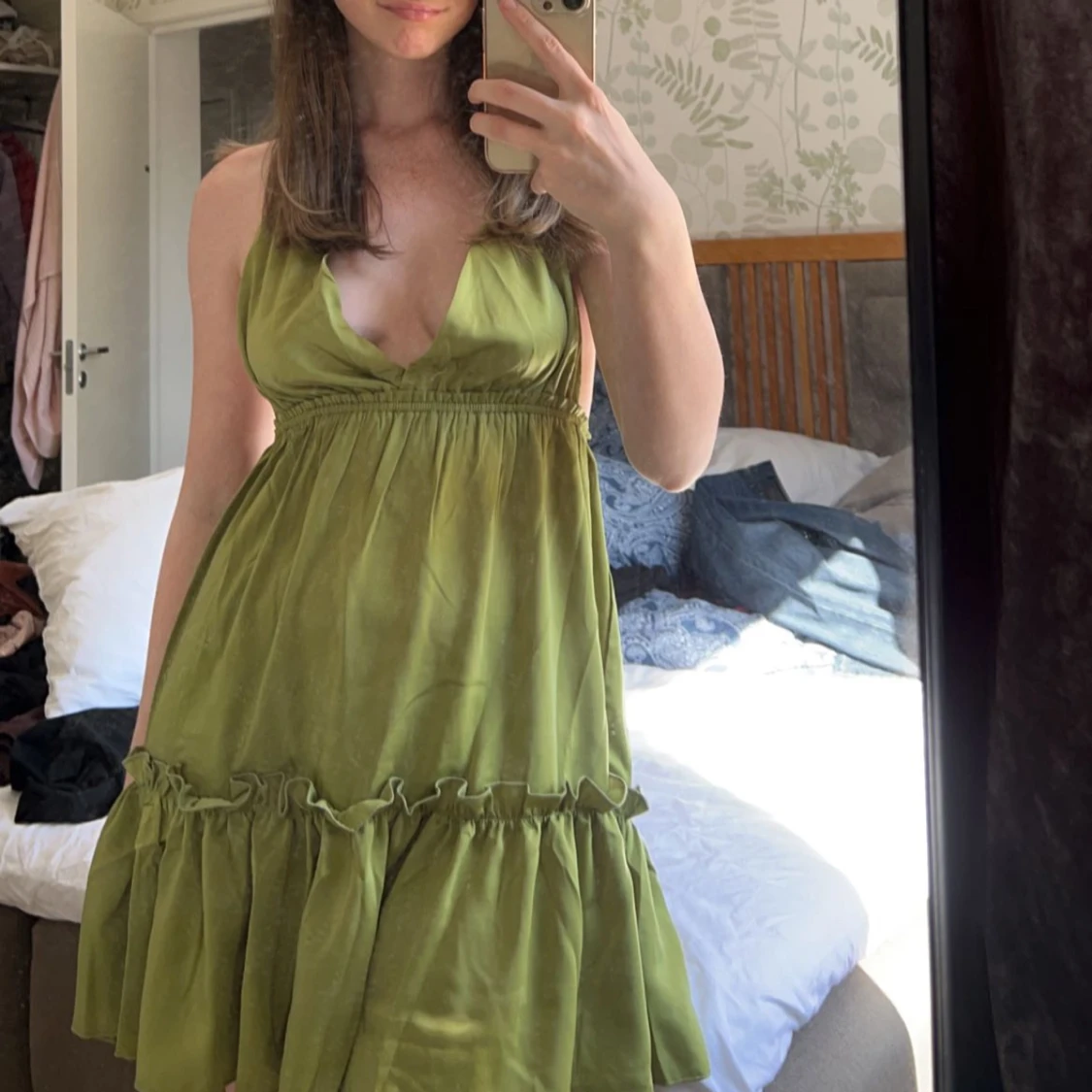 Jättefin olivgrön klänning 💚 - 90