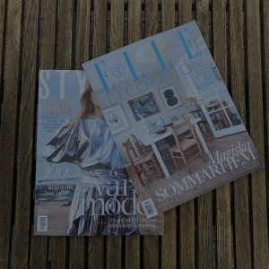 Tidningar  - Tidningar packade med stilinspiration, både vintage och nytt! Perfekta att ha som inredning. Vänstra är Styleby, nypris 99. Högra är Elle decoration, nypris 69. Säljer båda för 79 