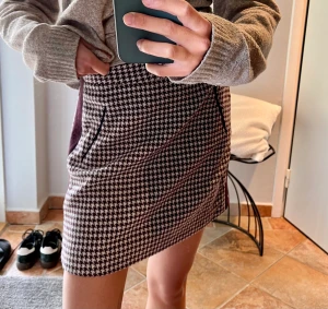 Hundtandsmönstrad kjol från Zara - Hundtandsmönstrad kjol från zara i ull! Lite vinröd/lila i färgen!🍇🍷