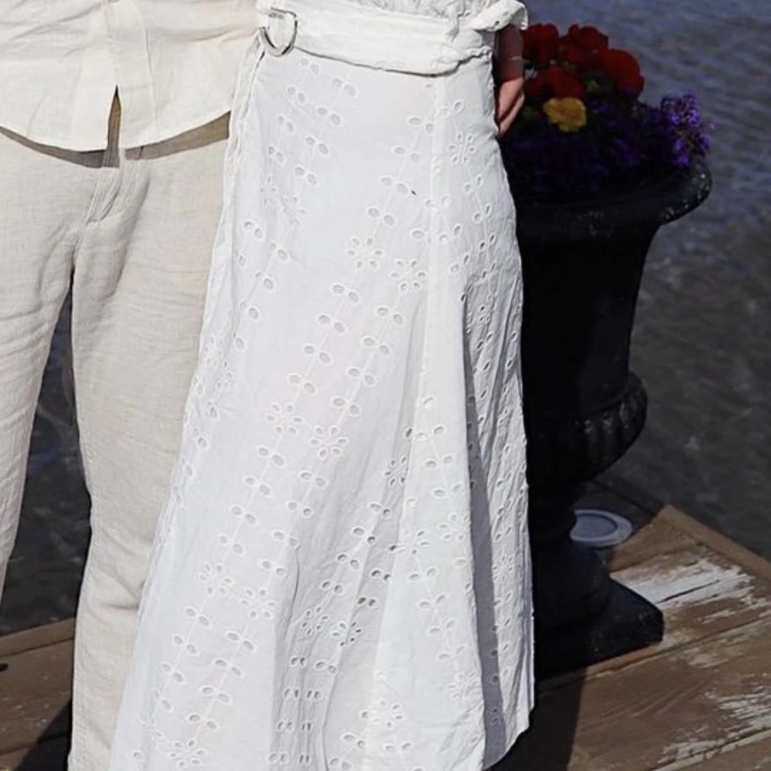 Vit klänning med puffärm - 90