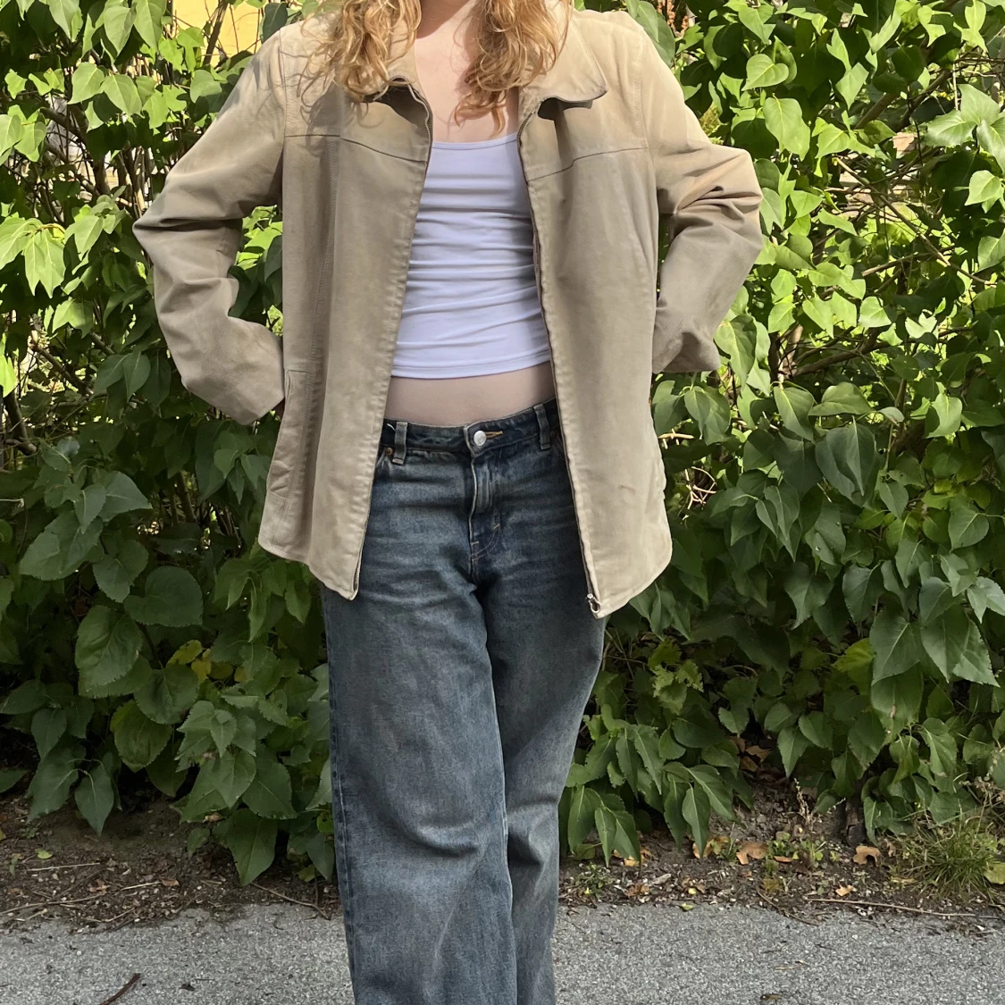 Vintage beige leather jacket 