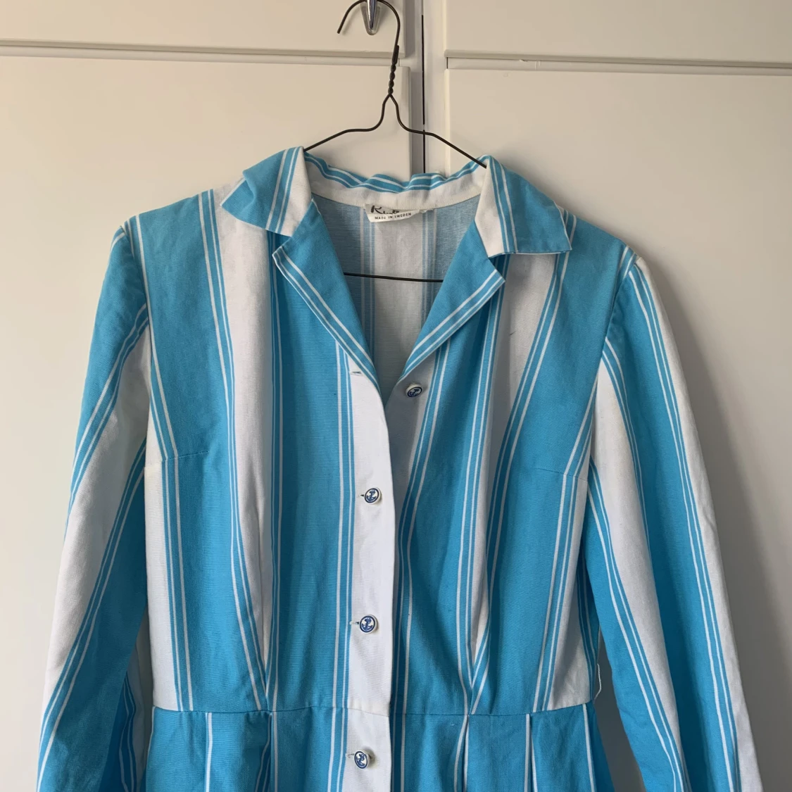 Vintage blå randig klänning  - 91