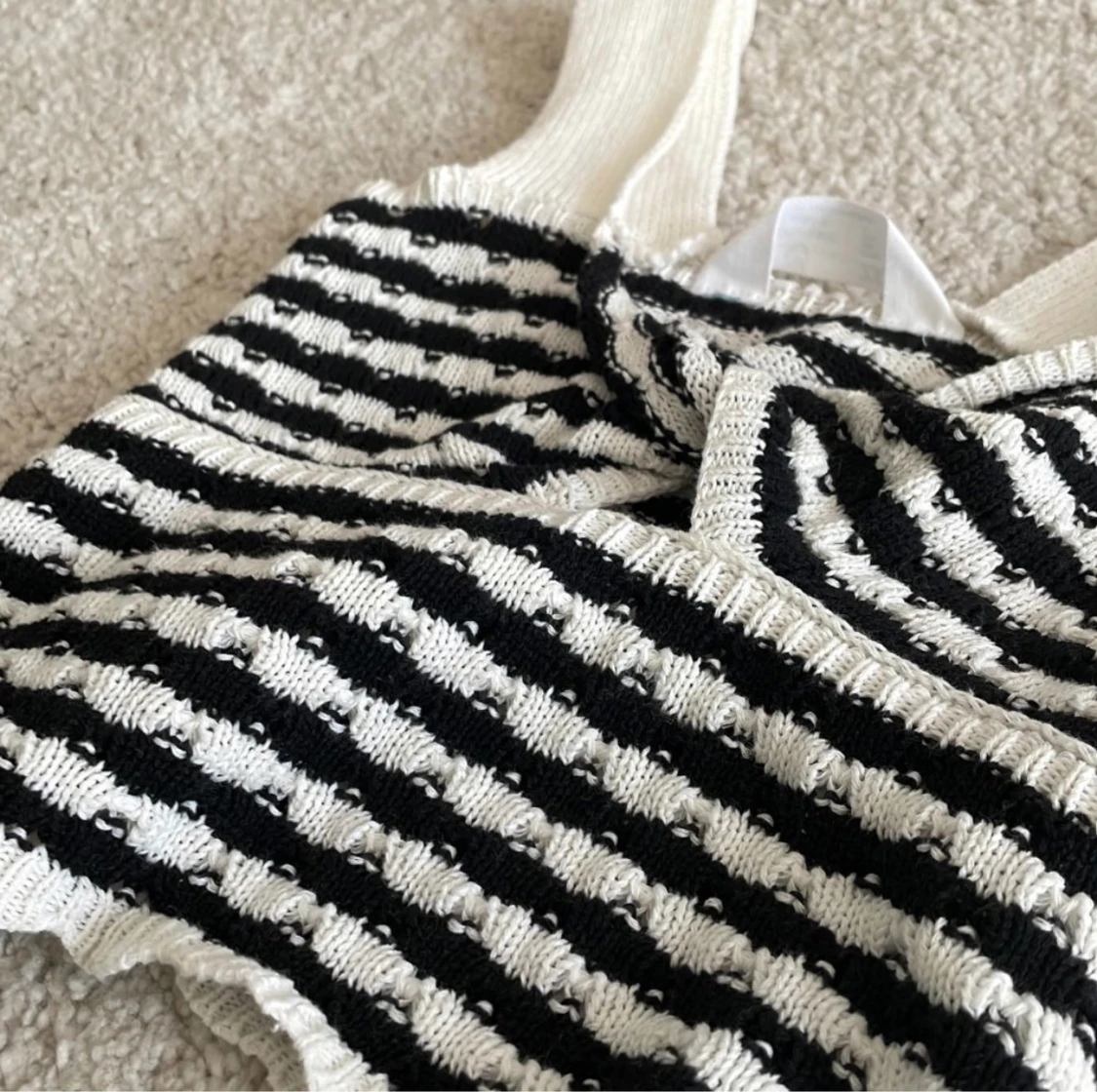 Randig stickad top - 90