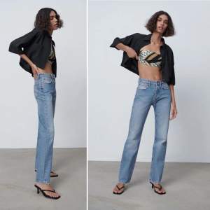 Ljusblåa jeans från Zara i modellen Mid Rise - Straight - full lenght, dem är i storlek 34 och i mycket bra skick! 💗