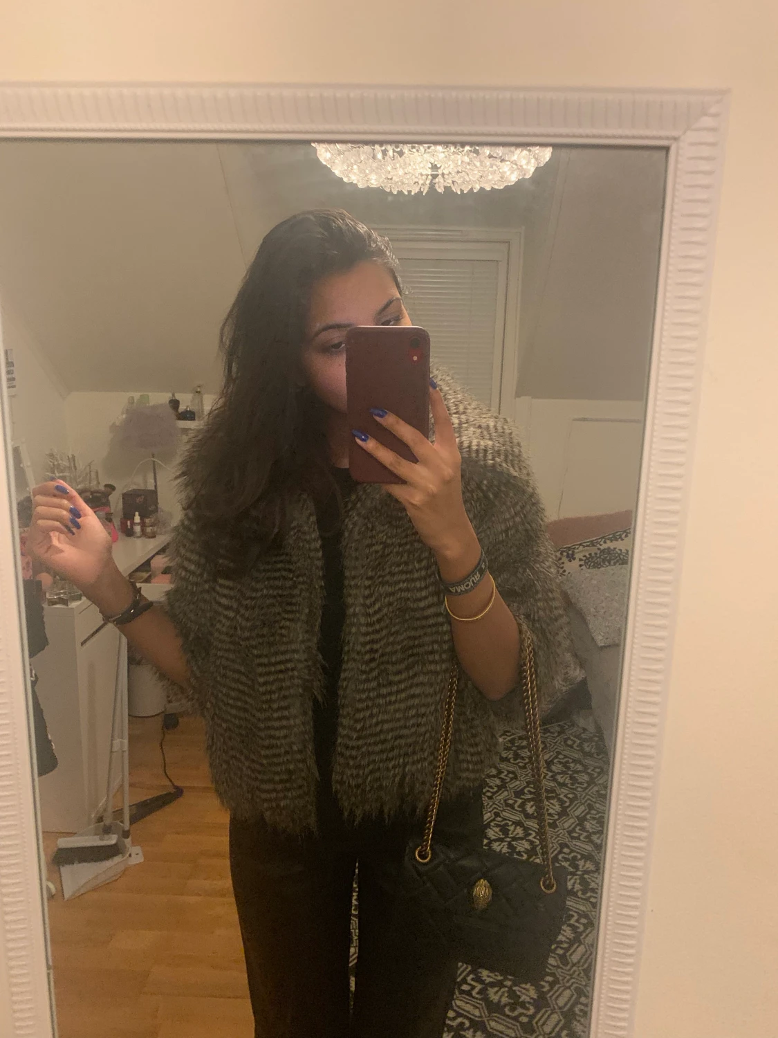 Pälsjacka med 3/4 ärmar