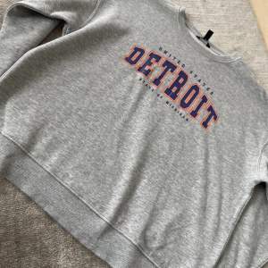 Sweatshirt i bra skick som står ”DETROIT” på. 