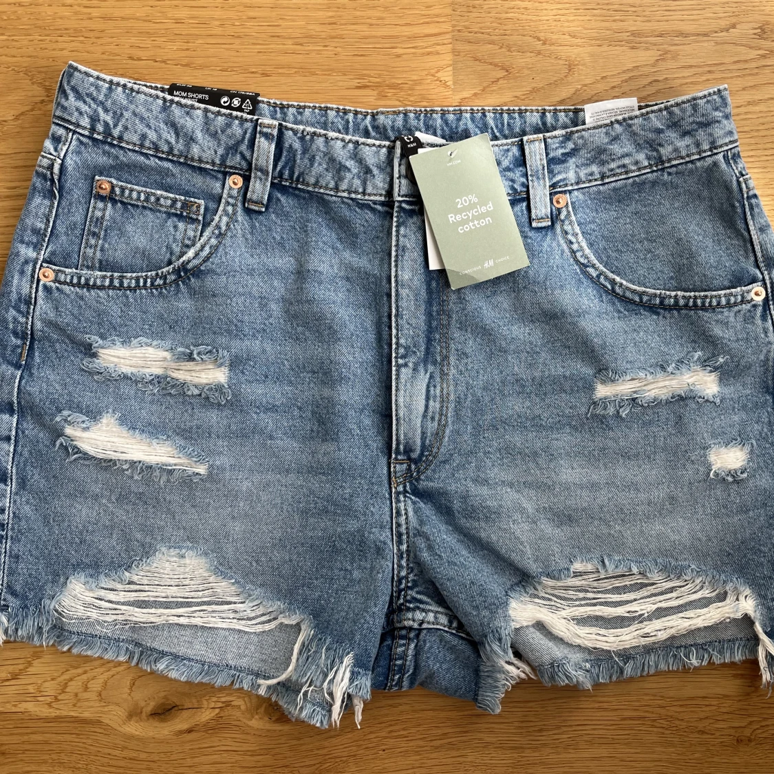 Denim shorts high Waits blå h&m