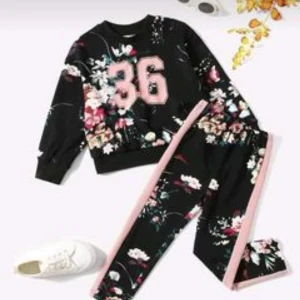 Floral  Sweatshirt & Leggings - Storlek 120 - Oanvänd